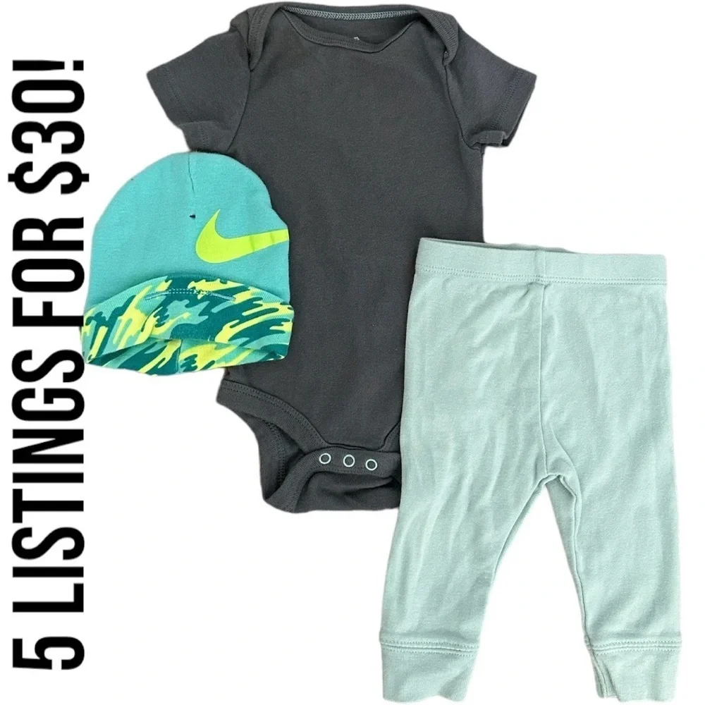 Nike & Cloud Island 0-3 Month Baby Boy three piece matching outfit set